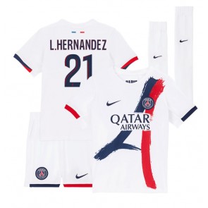 Billiga Paris Saint-Germain Lucas Hernandez #21 Bortatröja Barn 2024-25 Kortärmad (+ Korta byxor)